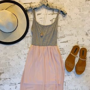 Forever 21 Baby Pink and Gray Maxi Dress w/ Slip